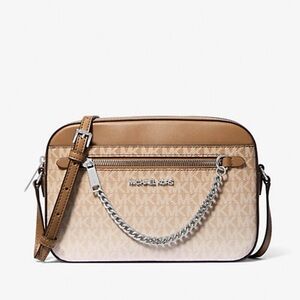 MICHAEL KORS Jet Set Lg Ombré Signature Logo EW Crossbody East West 
Husk 
NWT